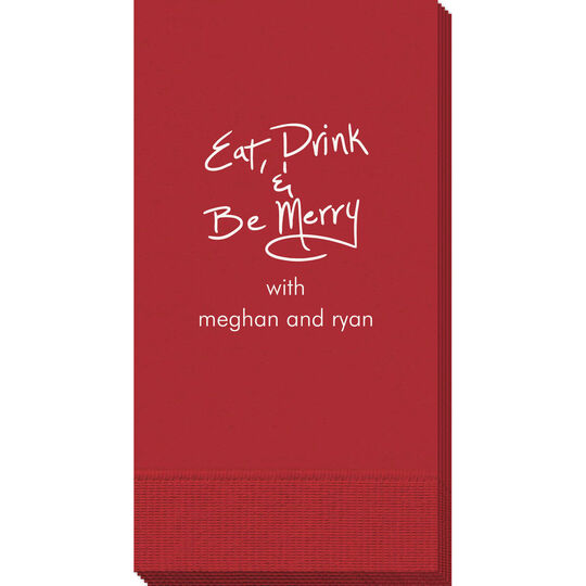 Fun Eat Drink & Be Merry Guest Towels